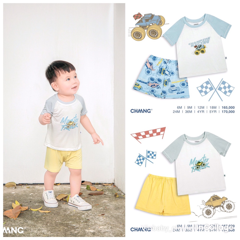 CHAANG cộc tay cho bé chaang chất cotton, quần đùi  hè cực mát, đồ bộ mẫu mới cho bé 6-36 tháng