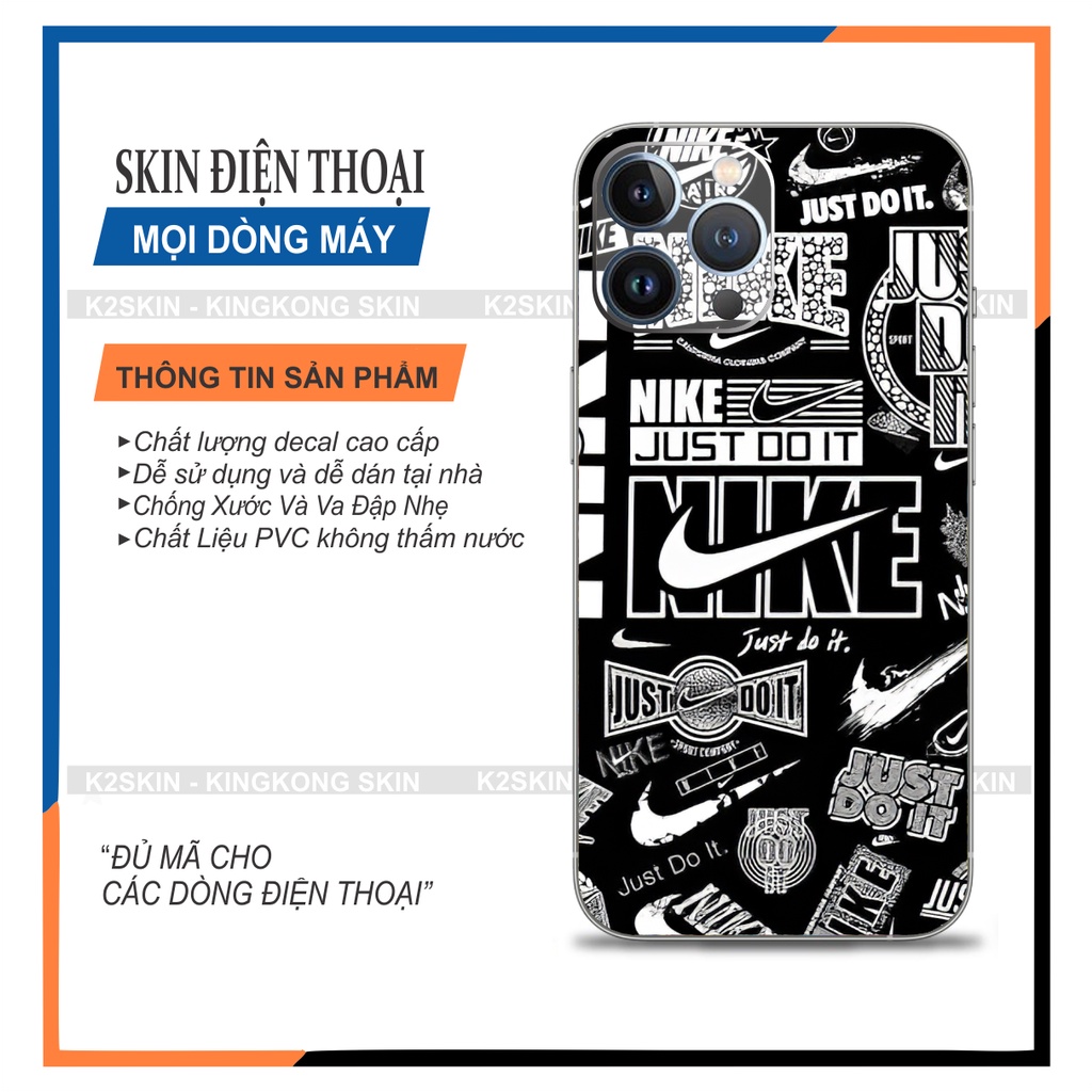 Miếng dán Skin cho Androi và Iphone 5/5s đến 15promax Dán skin lưng có viền