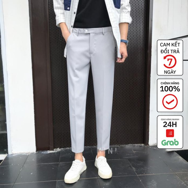 Quần tây nam kiểu dang baggy ống côn vải co giãn | BigBuy360 - bigbuy360.vn