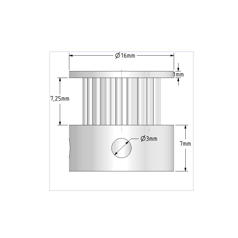  Puly GT2, 20 răng, trục 5mm