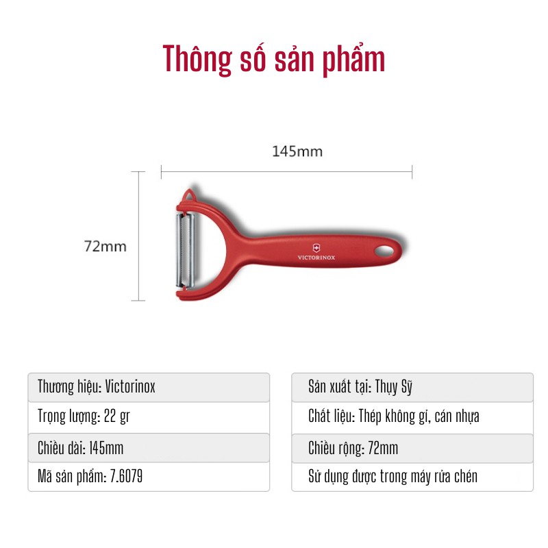 [Thụy Sĩ] Dụng Cụ Gọt Củ Quả Siêu Sắc Victorinox Cán Nhựa Nhiều Màu