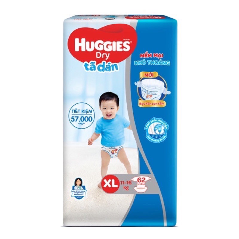 Tã Dán Huggies Size XL - 62 Miếng