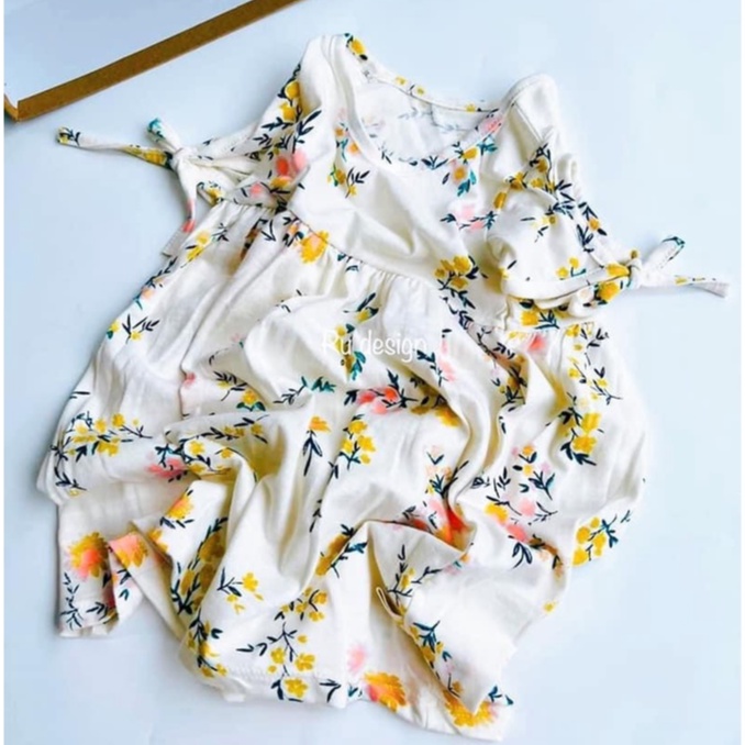 Đầm thun cotton babydoll bé gái MINTSCLOSET Mint's Closet hình hoa cho bé 1 2 3 4 5 tuổi - GV0034