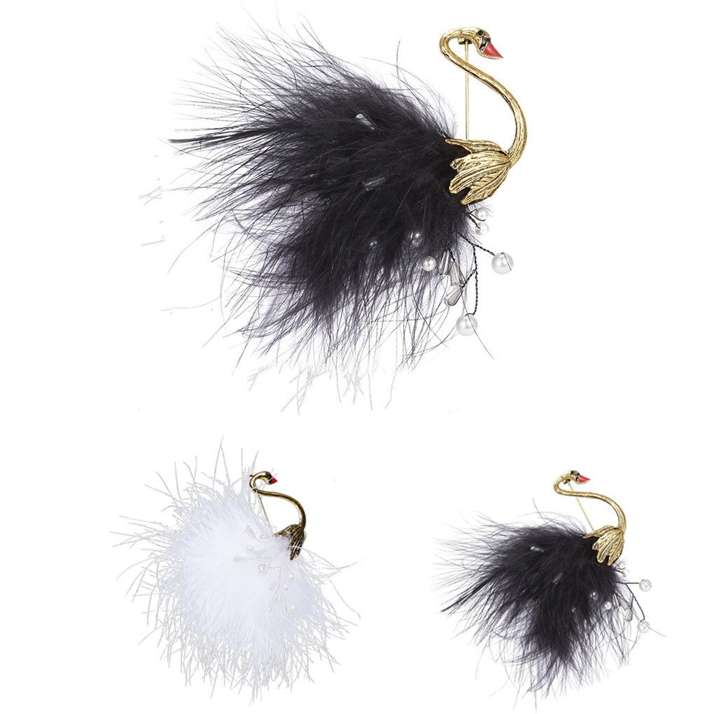 Ghim cài áo hình lông vũ đính ngọc trai nhân tạo phong cách sang trọng cho nữ