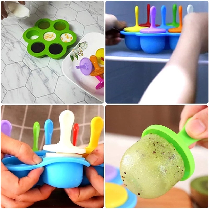 7 Grid Reusable Food Grade Silicone Popsicle Molds