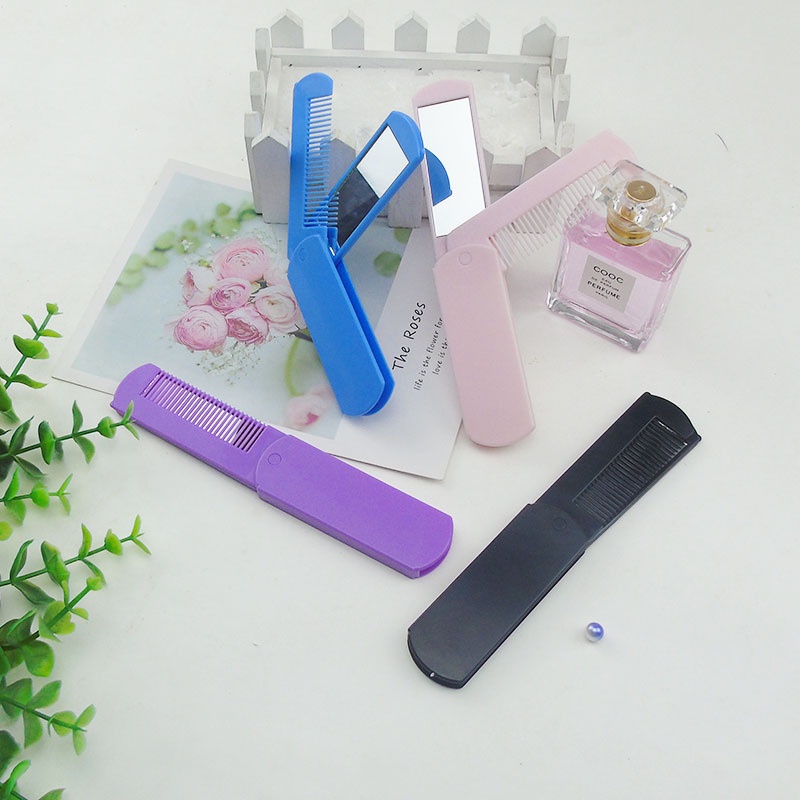 Lược chải tóc có gương gấp gọn tiện lợi du lịch