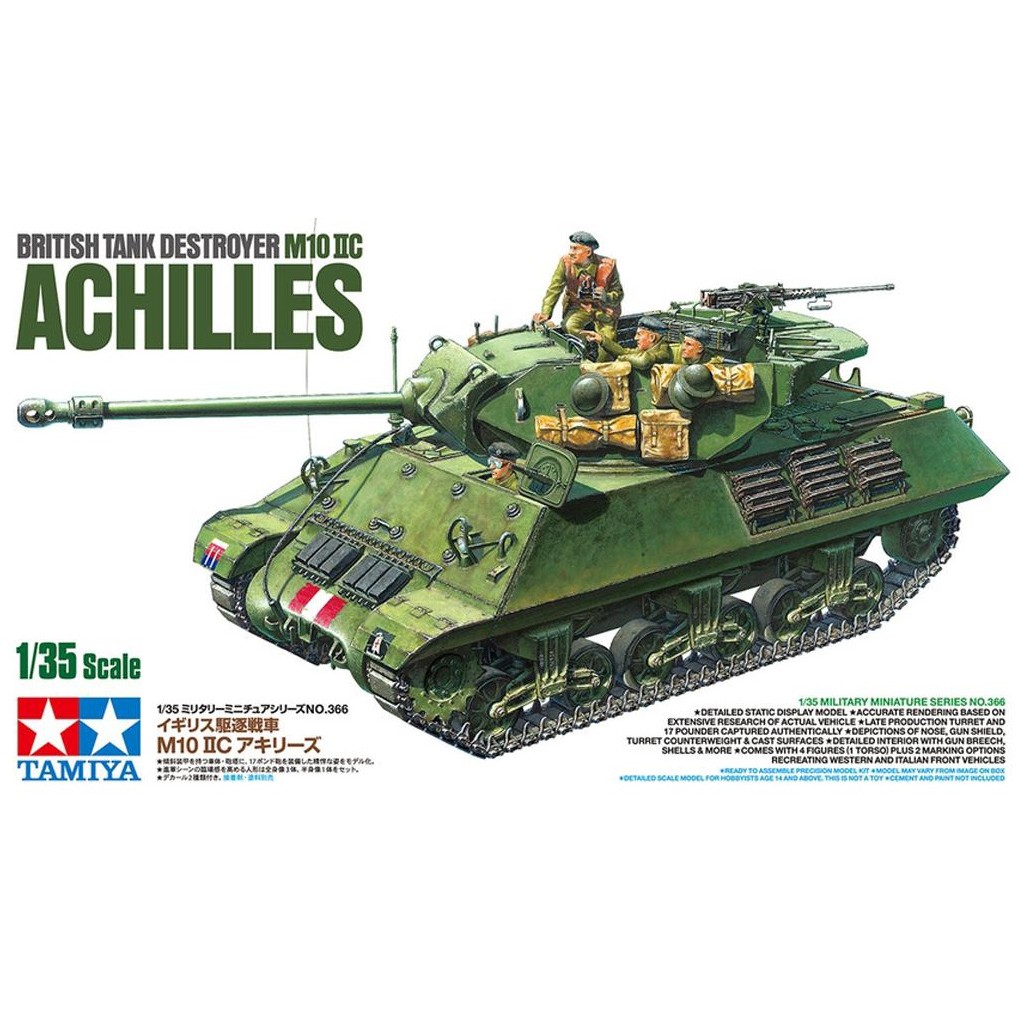 Mô Hình Lắp Ráp Tank Bristish Tank Destroyer M10 Achilles Chính hãng Tamiya Tỉ Lệ 1/35