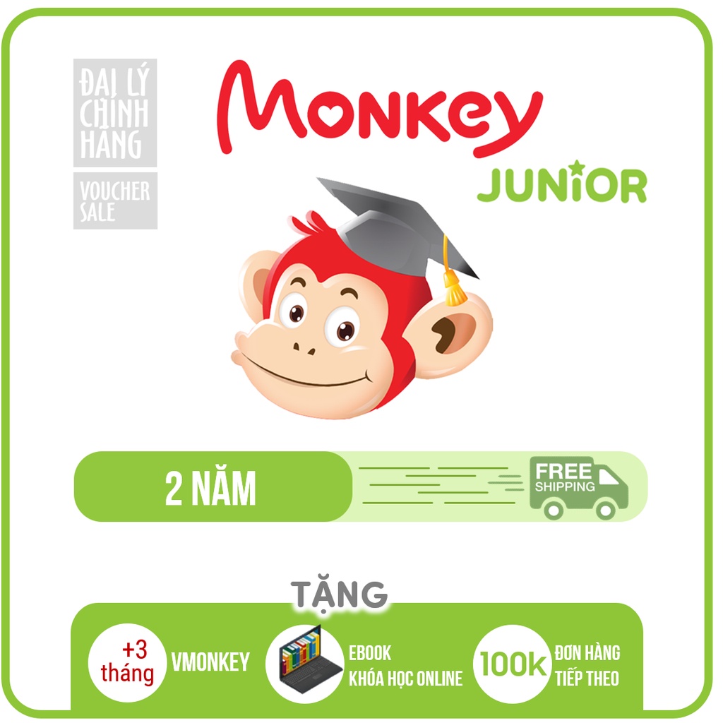 Monkey Junior 1 NĂM - Toàn quốc [E-voucher] -Voucher Mã học phần mềm Tiếng Anh