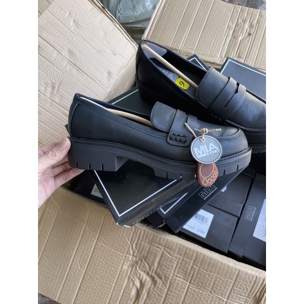 Giày lười nữ Mia  Giày loafers nữ da Pu tăng chiều cao cao cấp 0822
