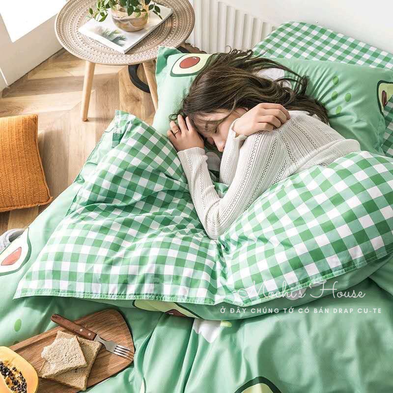 [VẢI SIÊU ĐẸP] BỘ CHĂN GA GỐI COTTON POLY TRÁI BƠ XANH SIÊU CUTE DRAP GIƯỜNG | BigBuy360 - bigbuy360.vn