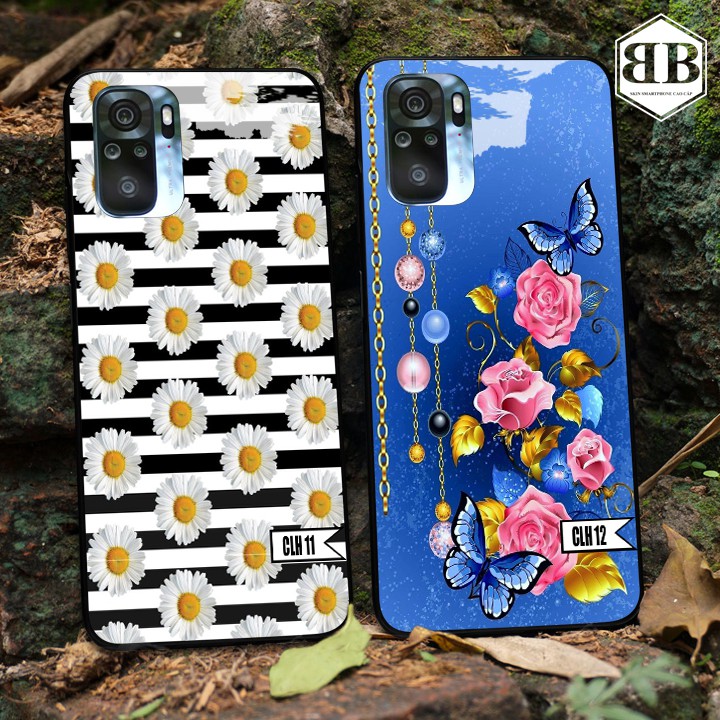 Ốp lưng kính cường lực Xiaomi Redmi Note 10 hình hoa hồng bao đẹp,bao phê