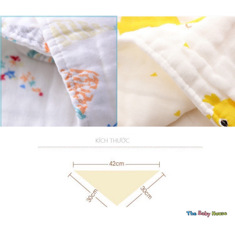 Khăn Quàng Cổ Cho Bé  𝐅𝐑𝐄𝐄𝐒𝐇𝐈𝐏 Khăn Yếm 6 Lớp Sợi Tre Họa Tiết Xinh Xắn Cho Bé