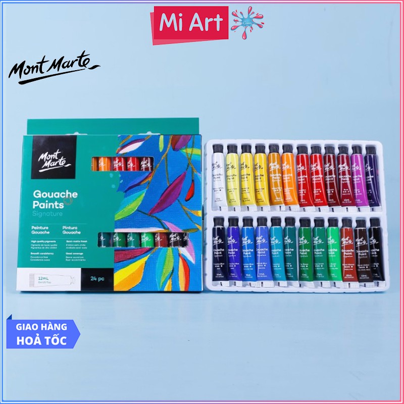 Bộ 24 Màu Gouache Mont Marte x 12ml - Gouache Paints Signature - PMHS0030