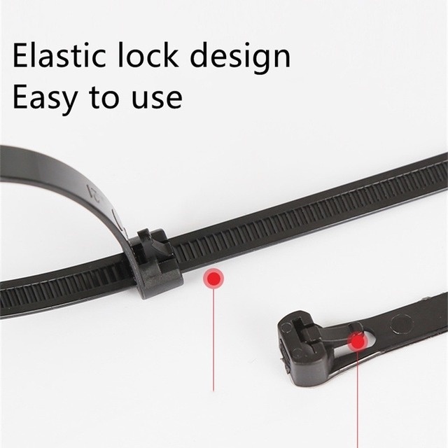 Bộ 100 Dây Buộc Dây Cáp Nylon Co Giãn Nhiều Màu Sắc Có Thể Điều Chỉnh