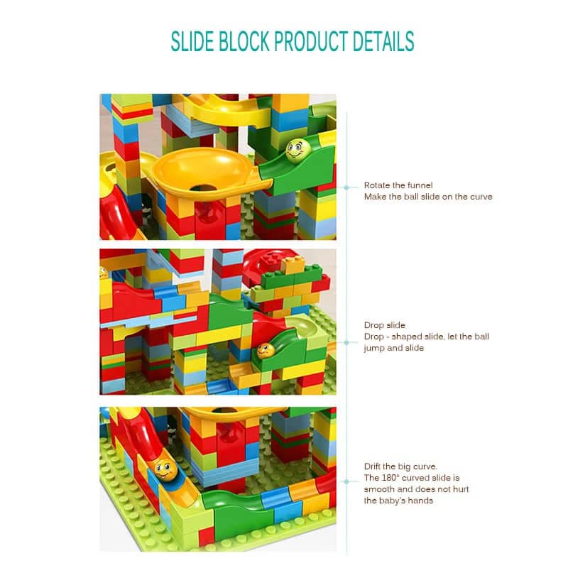 Bộ đồ chơi lego xếp hình sáng tạo lắp ráp cầu trượt thả bi  344 và 174 chi tiết cho bé