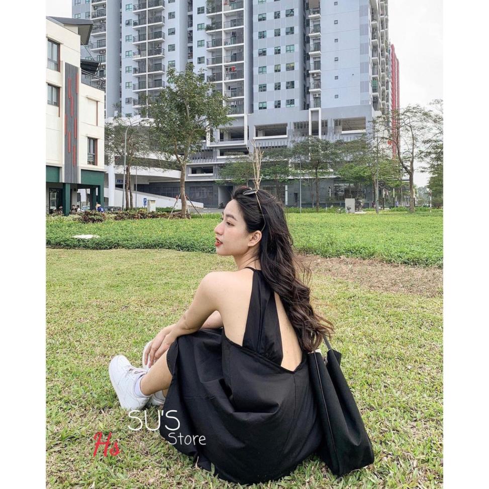 Đầm Yếm Nữ 3 Lỗ Khoét Lưng ,❤️MysticStore<FREESHIP>❤️, Váy Yếm Nữ Ngực Bèo Dáng Rộng, Đầm 2 Dây Babydoll 2 Màu TRẮNG ĐEN | BigBuy360 - bigbuy360.vn