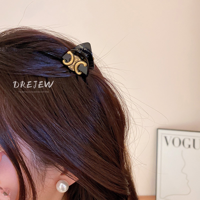 DREJEW Kẹp tóc nhỏ cố định tóc đuôi ngựa kiểu hình học/ tam giác/ chữ thời trang Pháp đơn giản