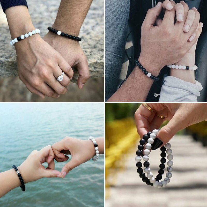 Set 2 Vòng Tay Chuỗi Hạt Đá Mắt Hổ Tự Nhiên Thời Trang Cho Nam Nữ