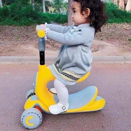 Xe scooter cho bé, xe chòi chân cho bé đa năng 3 trong 1 có đèn làm bằng nhựa PU không gây độc hại cho bé [ Sỉ từ 4 cái]