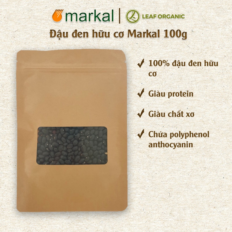 Đậu đen hữu cơ Markal túi zip 100g Giàu protein và các vitamin