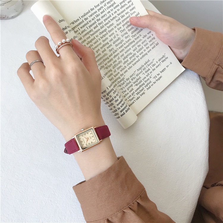 Đồng Hồ Nữ Chính Hãng GAIETY TD5 Mặt Vuông Thời Trang Vintage Dây Da Cao Cấp Đẹp Giá Rẻ
