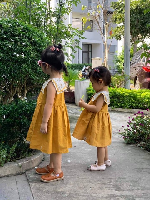 Váy thủy thủ vàng cho bé gái từ 1 tuổi đến 6 tuổi