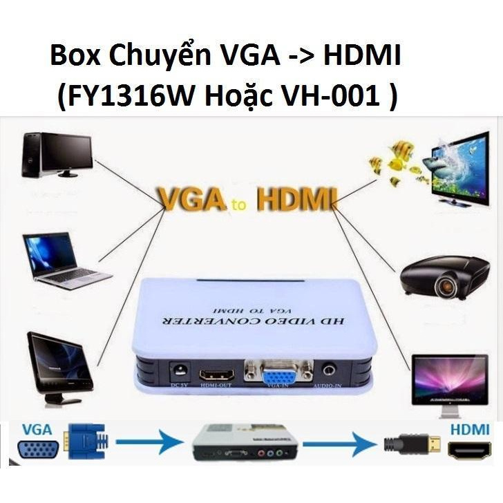 Box Chuyển VGA - HDMI (FY1316W) - Chuyển Laptop , PC Sang Hình Ảnh Tivi Chất Lượg Cao