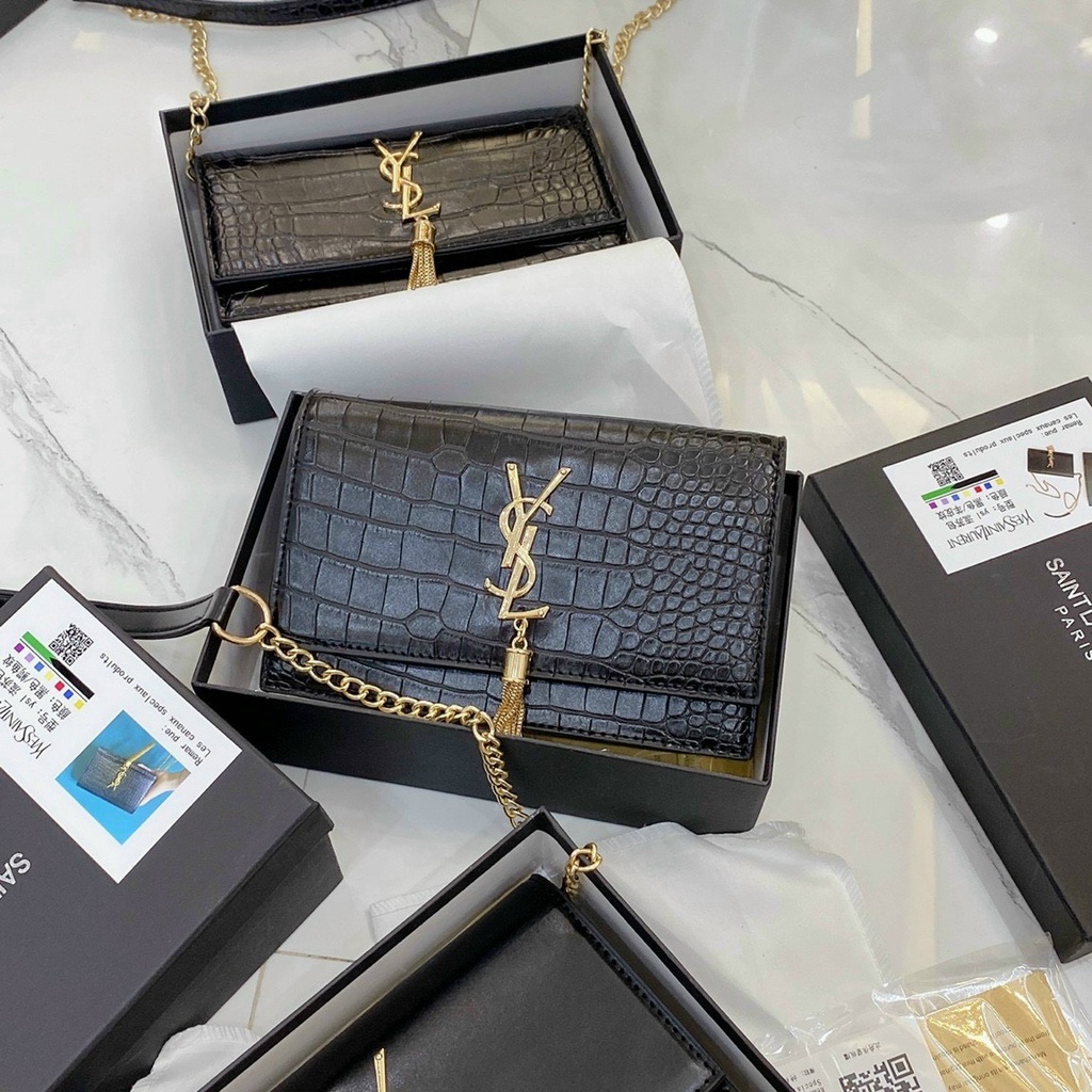 Túi đeo chéo Y.S.L size 21 hàng fullbox nguyên seal, túi vải hãng