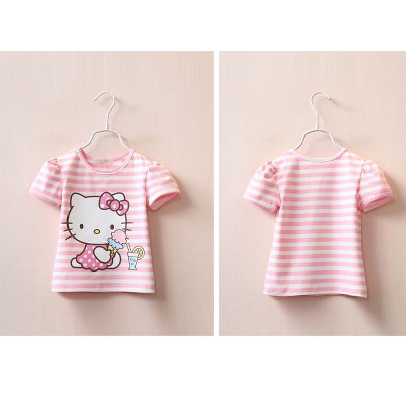 Áo thun ngắn tay họa tiết mèo Hello Kitty đáng yêu cho bé gái