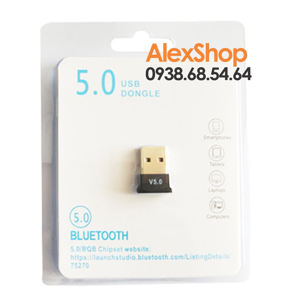 XÃ KHO  USB Bluetooth 5.0 Dành cho PC hoặc Laptop Nhỏ Gọn Công Suất Cao (Win 10/11)