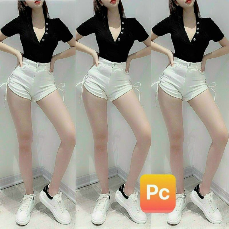Quần shorts kaki xỏ dây ngắn siêu tôn dáng