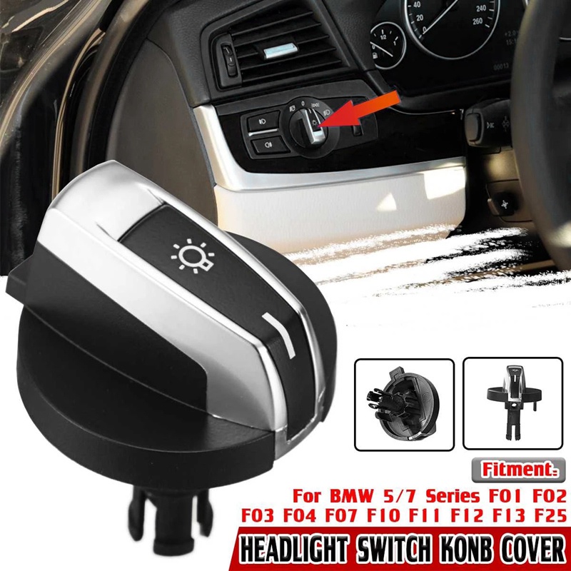 1 Nút Vặn Công Tắc Đèn Pha Xe Hơi Màu Đen Cho BMW 5 / 7 Series X3 X4 F01 F02 F03 F10 F18 F07 F06 F25 F26