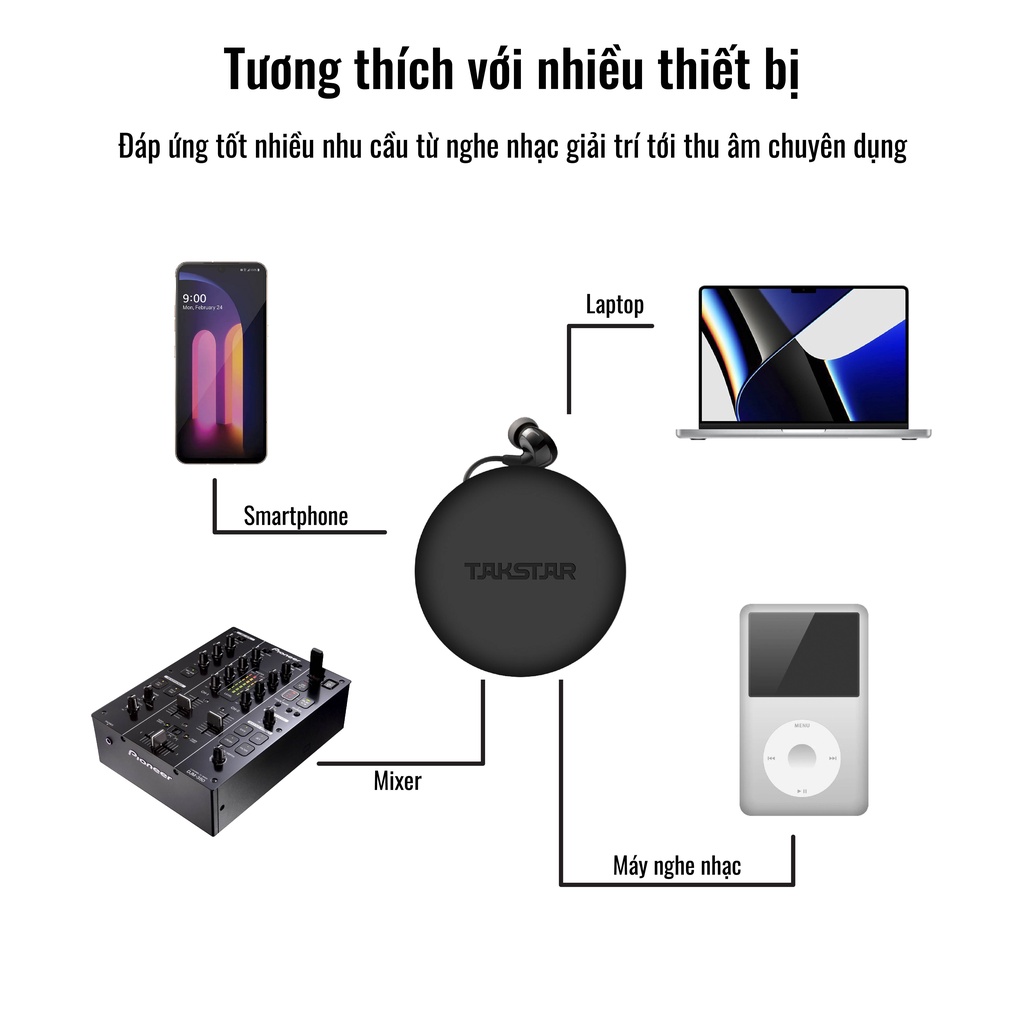 Tai Nghe Có Dây Nhét Tai Takstar TS-2260 Nghe Nhạc, Kiểm Âm Livestream Hát Karaoke Chính Hãng Cao Cấp Bảo Hành 12 Tháng