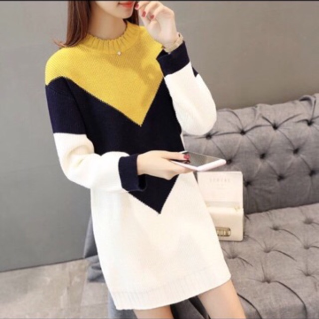 Đầm len QCCC phối màu