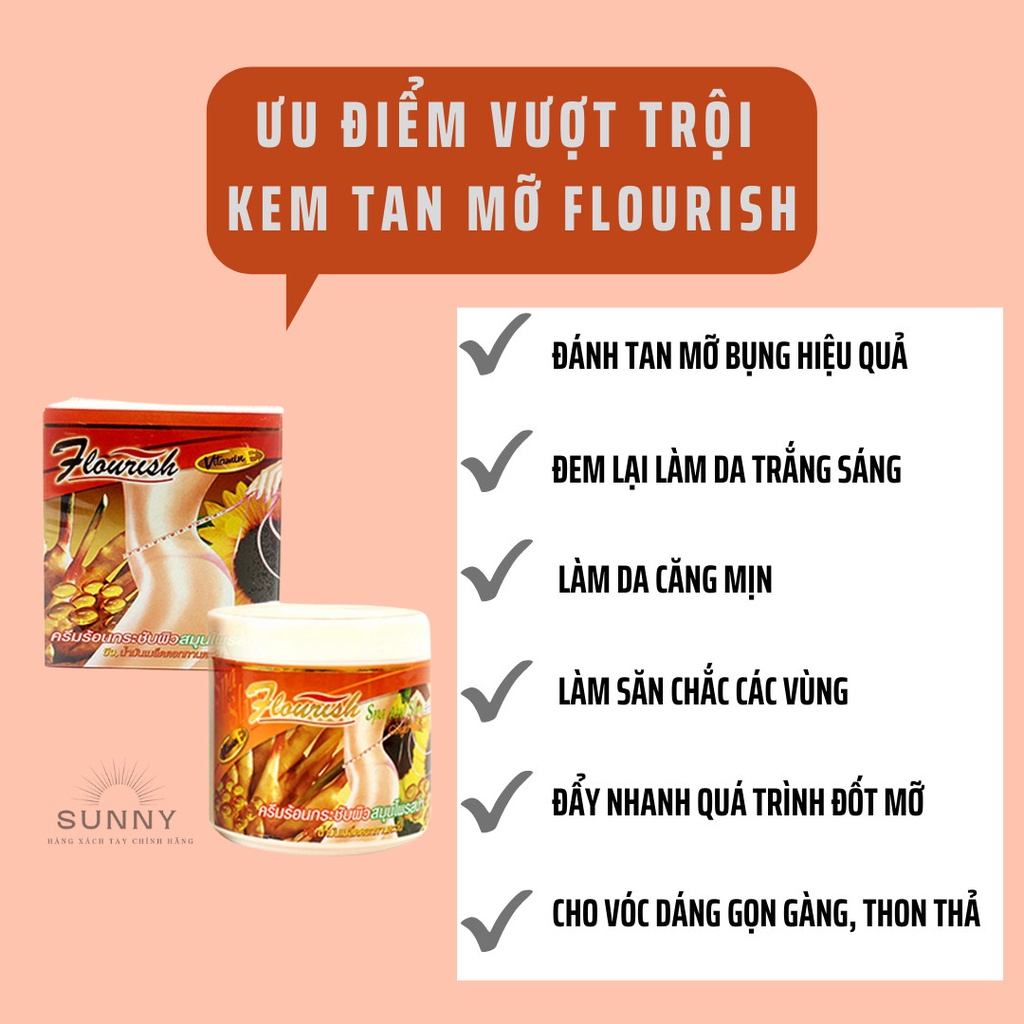Kem tan mỡ bụng gừng Thái Lan FLOURISH 500ml làm giảm lượng mỡ dư thừa nhanh chóng mang lại làn da săn chắc