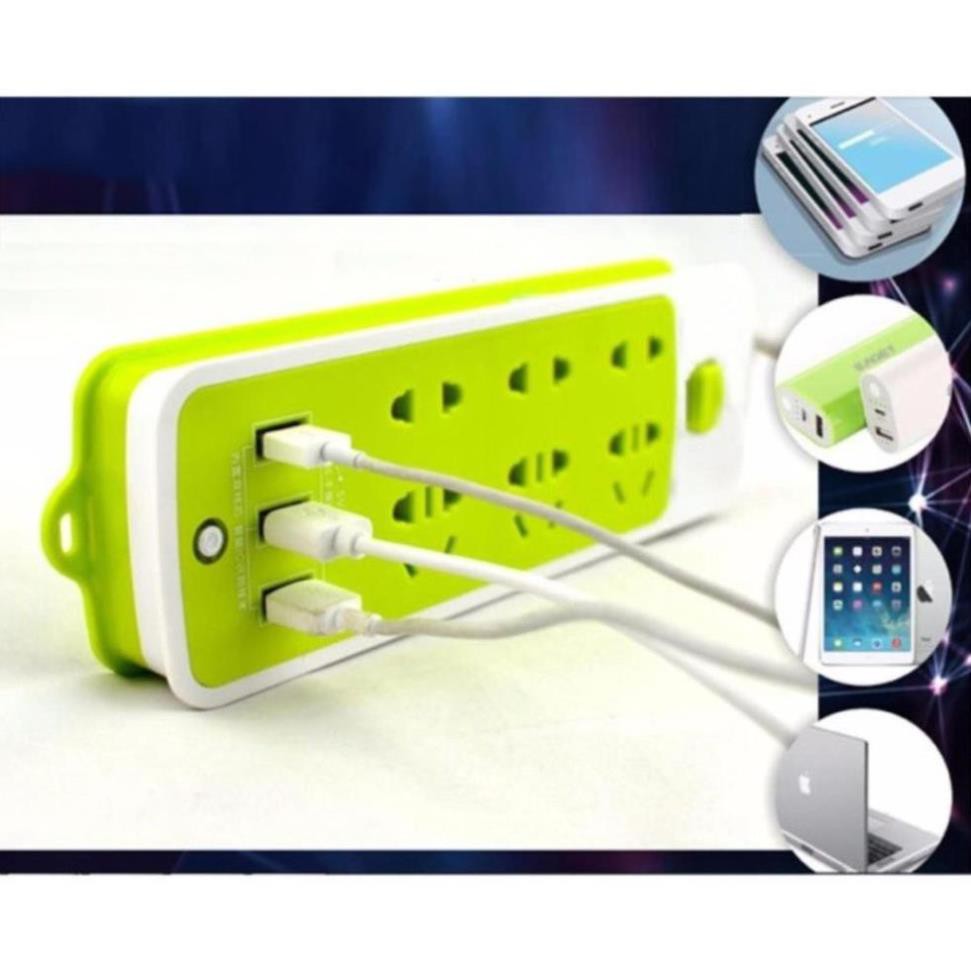 Ổ Cắm Điện Đa Năng USB Xanh