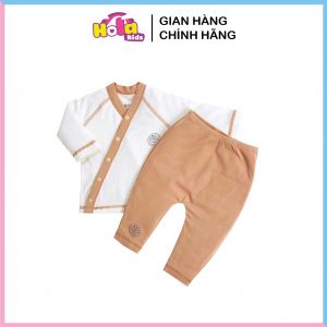 Bộ sơ sinh, bộ quần áo mùa đông cho bé sơ sinh phong cách Kimono nỉ lông cài chéo Hrnee HolaKids