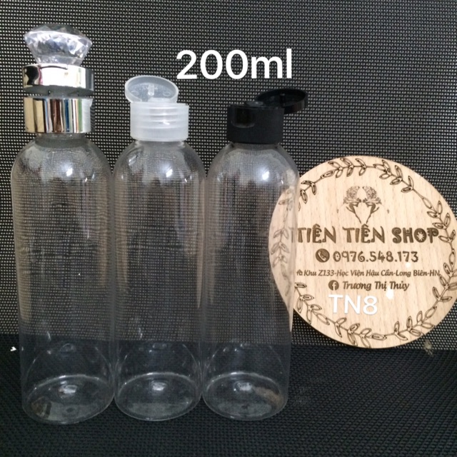 Chai nhựa trong 200ml nắp bật