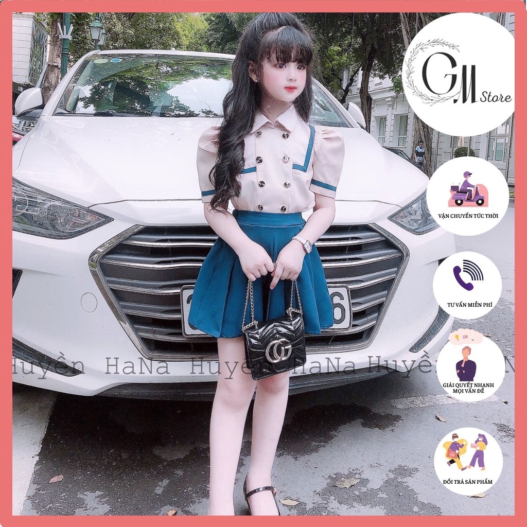 Set bộ đồ tiểu thư cho bé gái, phong cách vest hàn siêu sang chảnh