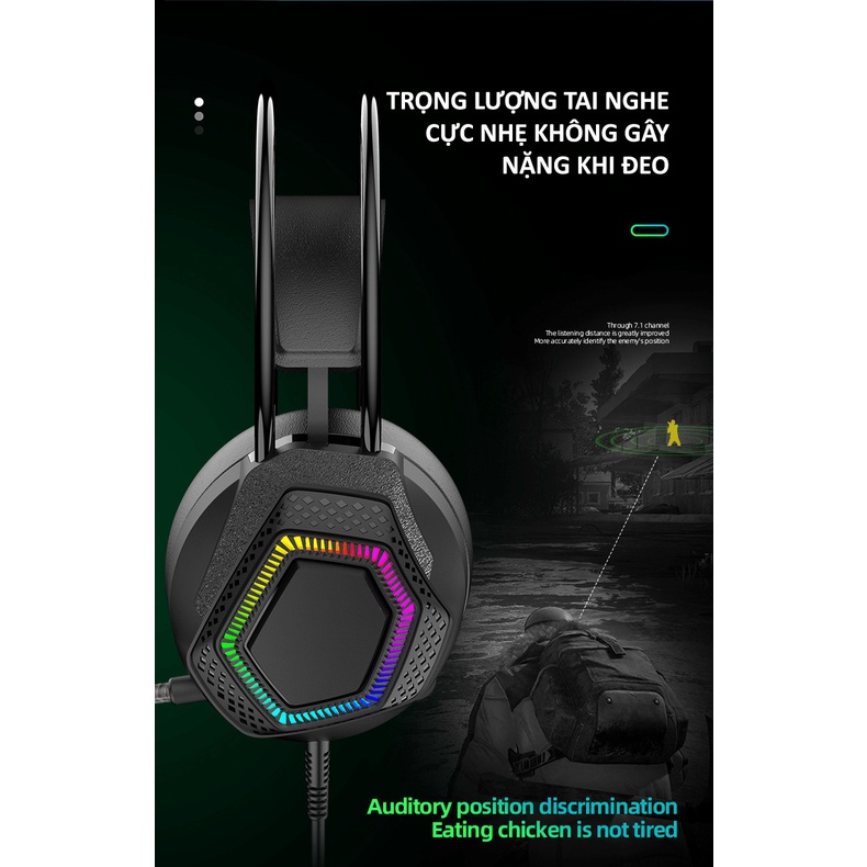Tai nghe AK5 chuyên game CỔNG USB âm thanh sống động có đèn LED 7 màu kèm mic dành cho game thủ
