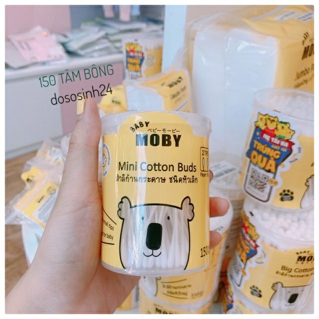 Baby Moby - Hộp bông tăm cỡ nhỏ (150 cái/hộp)