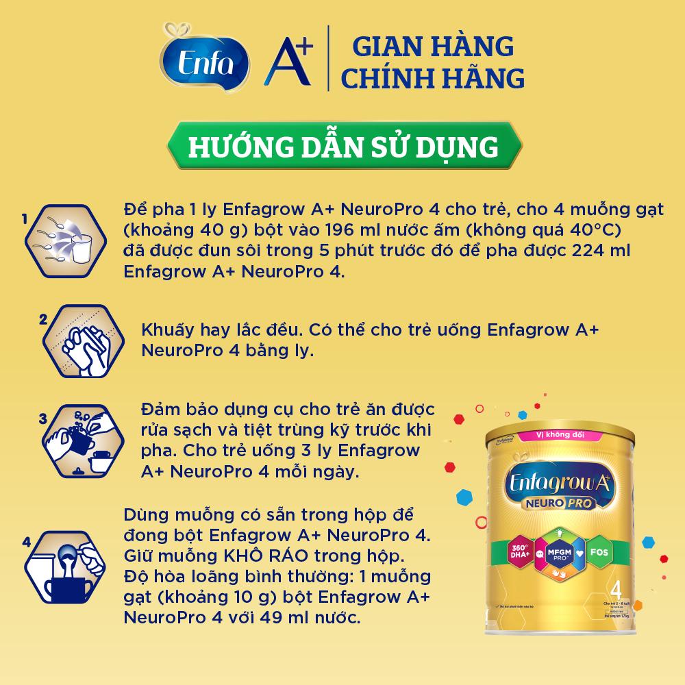 [Tặng 1 lon 1.7kg] Bộ 3 Sữa Bột Enfagrow A+ Neuropro 4 - DHA & MFGM vị không đổi - 2.2kg/hộp