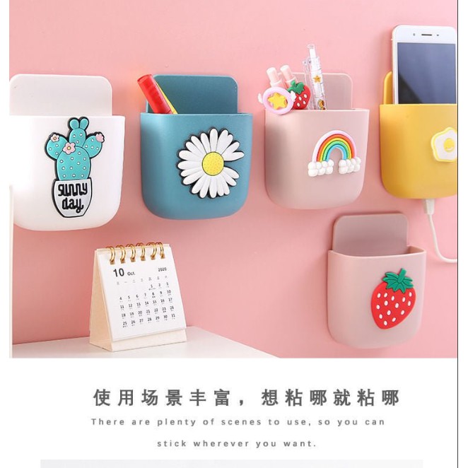 [MẪU MỚI] Kệ hộp để đựng remote điều khiển dán treo tường điện thoại sạc từ xa đồ dùng bút tivi điều hòa máy lạnh 12