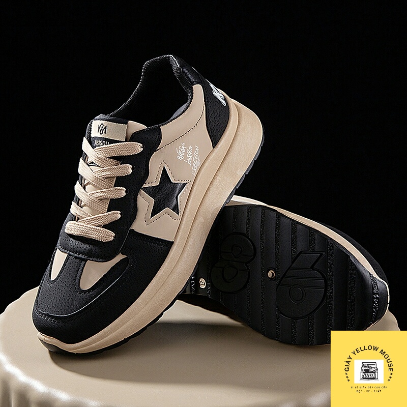 ( 2 màu) Giày thể thao sneaker nữ Ảnh Thật giày ULZZANG độn đế tôn dáng hoạ tiết  ngôi sao TMT