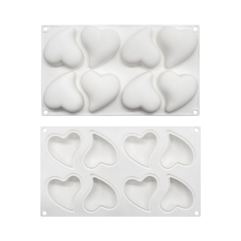 Khuôn Silicone 8 Ngăn Hình Trái Tim Làm Bánh / Sô Cô La / Đất Sét