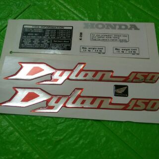 Bộ tem honda Dylan nổi màu đỏ bạc