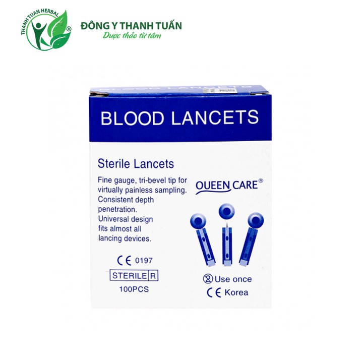 [PHỤ KIỆN] Kim Lấy Máu Tròn BLOOD LANCETS QUEEN CARE Dùng Cho Các Máy Đo Đường Huyết - Hộp 100 Kim