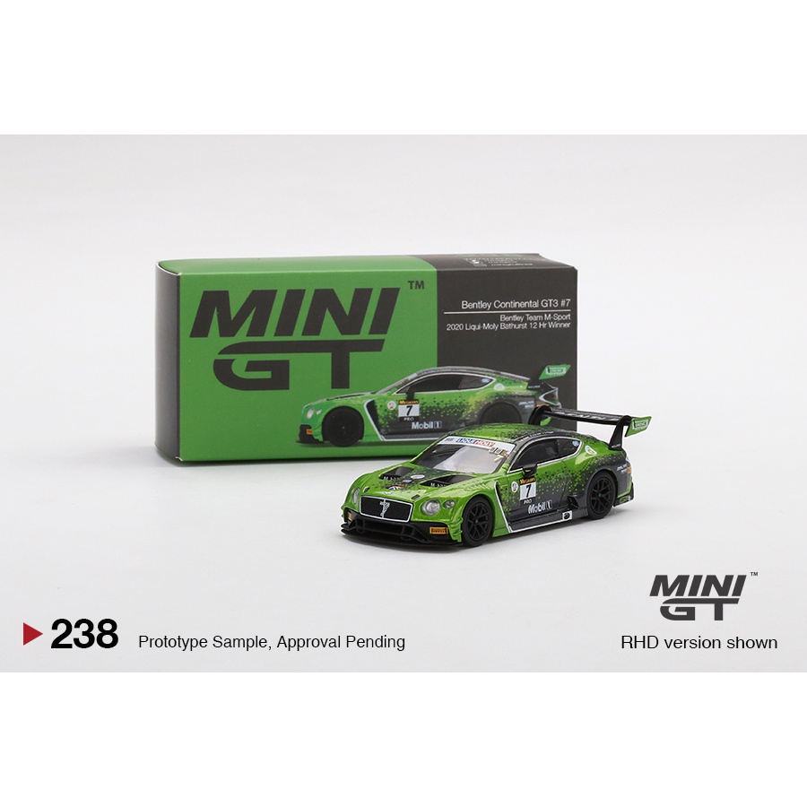 Xe mô hình Bentley Continental GT3 #7 No.238 1:64 MiniGT ( xanh lá )