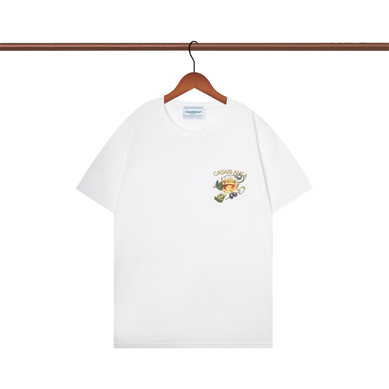 Hàng Bán Chạy Áo Thun Thể Thao Cotton Tay Ngắn In Chữ Ly Rượu Casablanca Màu Trắng Cho Nam Và Nữ