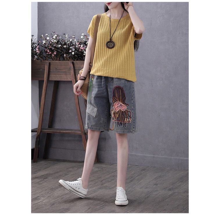 8E2852 Quần jean ngắn nữ hè cho người mập hàng nhập (45-90kg)